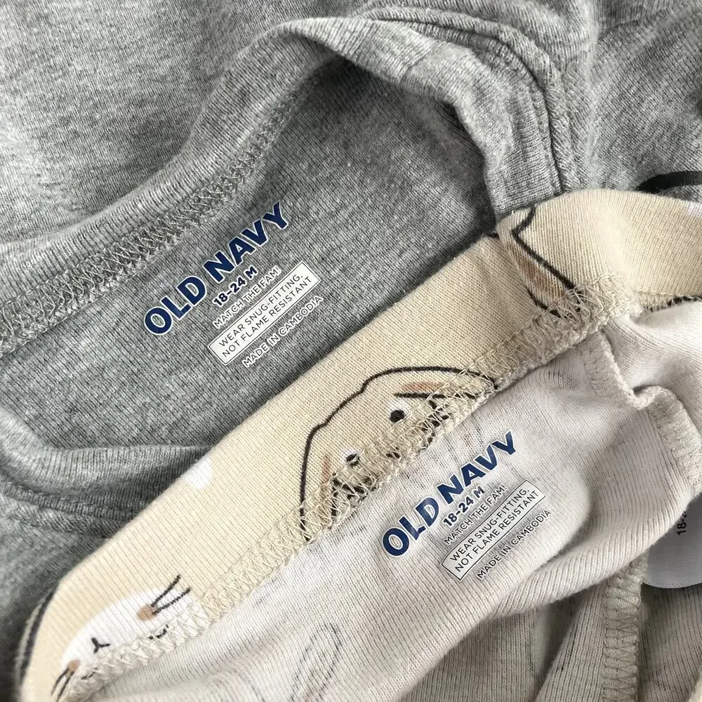 Old Navy Two Piece Bunny Rabbit Easter Pajamas - Gray Peach - 12-18M